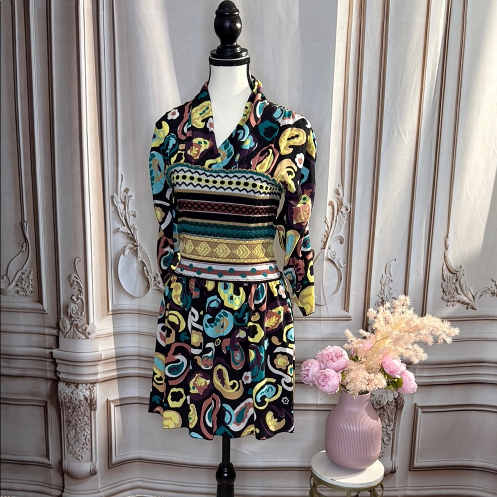 Missoni Vibrant Patterned Dress with Blue and Yellow Accents